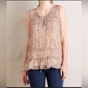 Anthropologie Floreat Sheer Floral Tank Size 0
